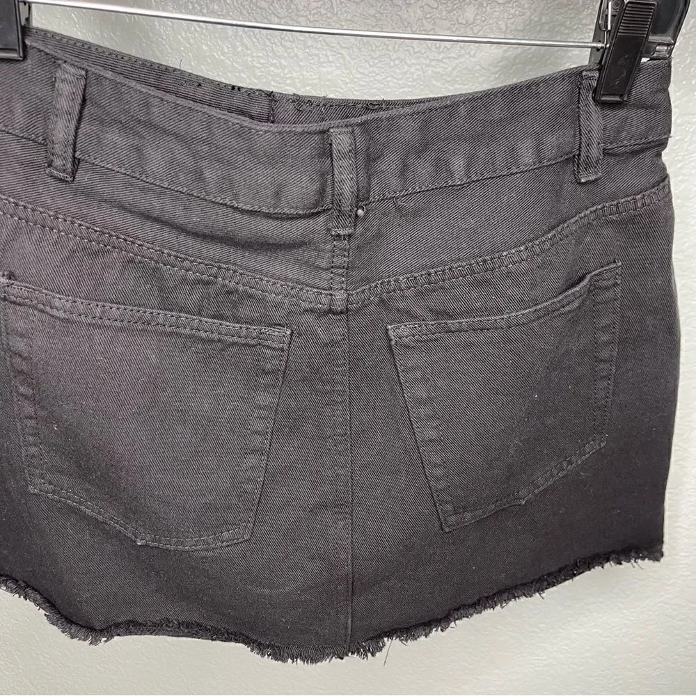 Boohoo Blue Helen Raw Hem Micro Mini Denim Black Size 8